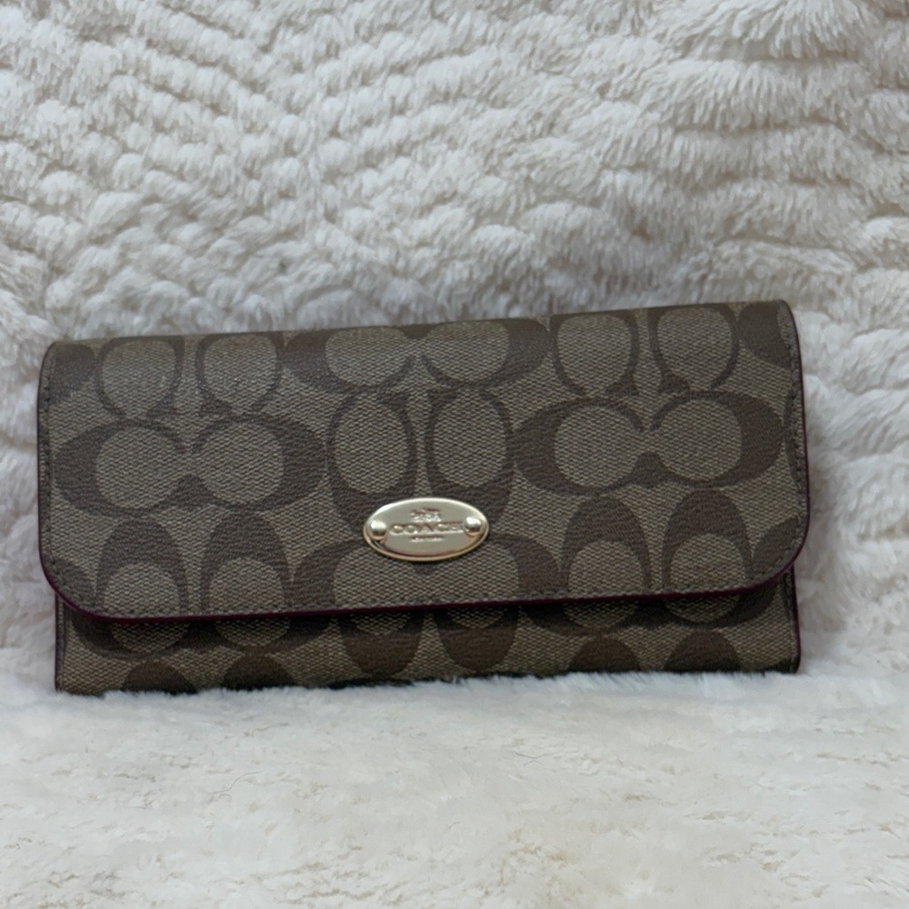 Coach Brown Signature Clutch Wallet